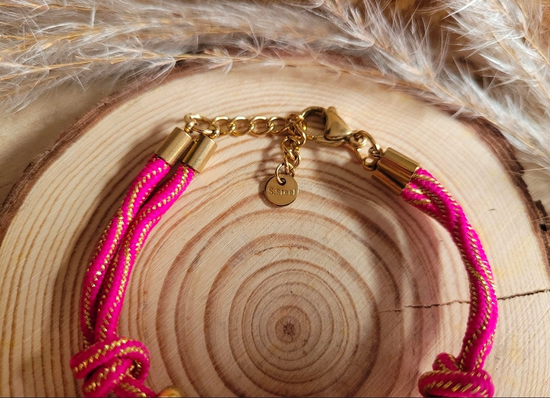 Berry Bliss - 304 Edelstahl-Charm-Armband in Pink & Gold