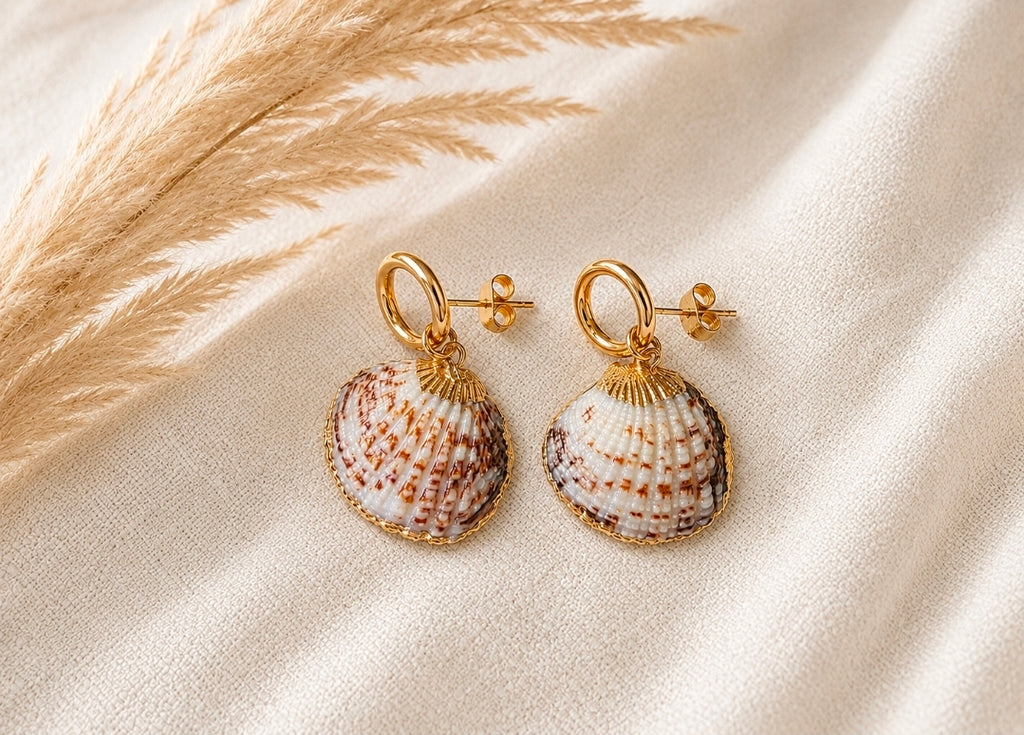 Isla - Muschel Ohrringe | Edelstahl-Designs 18K vergoldet