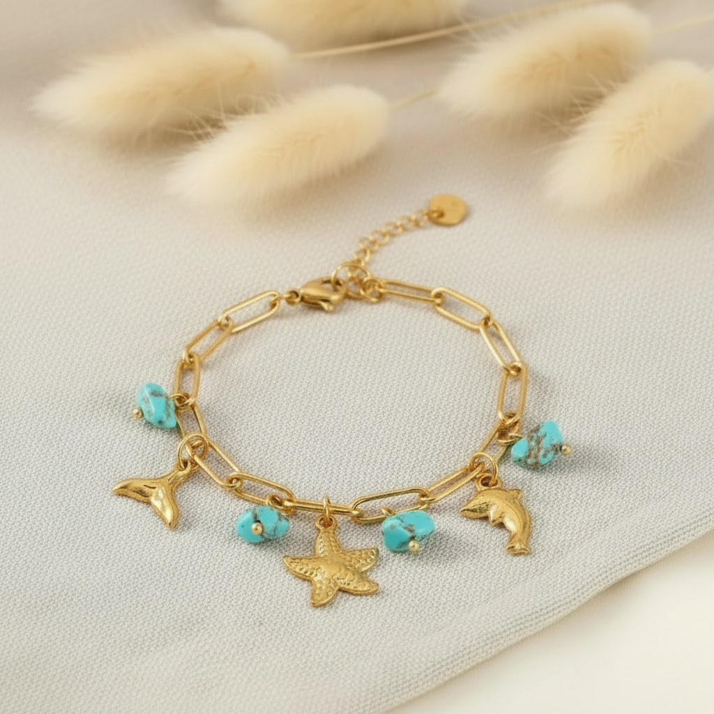 Charm-Armband hochwertiges Gold poliert